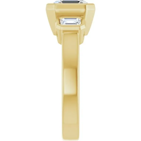 Bezel-Set Three-Stone Engagement Ring Image 4 Vulcan's Forge LLC KANSAS CITY, MO