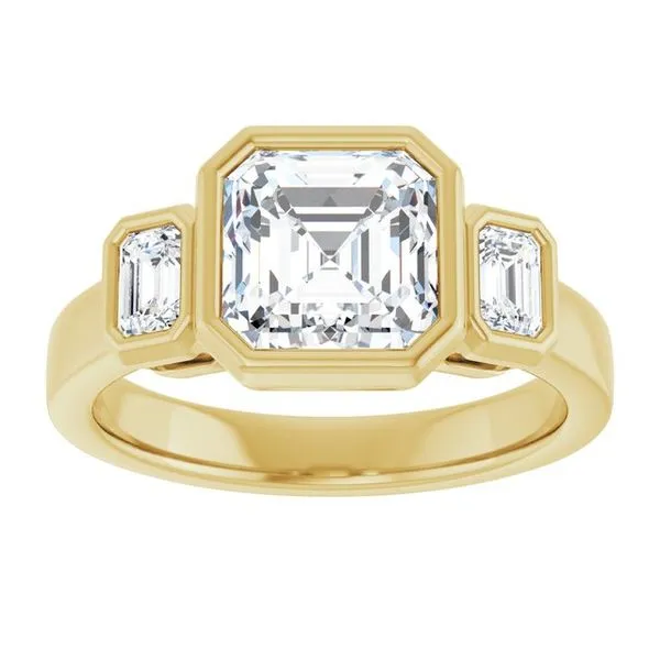 Bezel-Set Three-Stone Engagement Ring Image 3 Don's Jewelry & Design Washington, IA