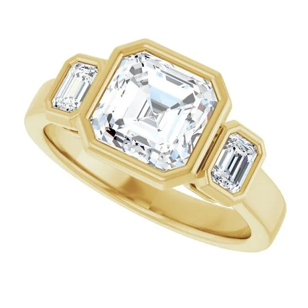 Bezel-Set Three-Stone Engagement Ring Image 5 Hudson Valley Goldsmith New Paltz, NY