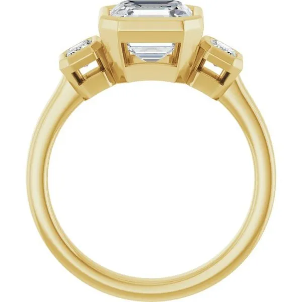 Bezel-Set Three-Stone Engagement Ring Image 2 Stuart Benjamin & Co. Jewelry Designs San Diego, CA