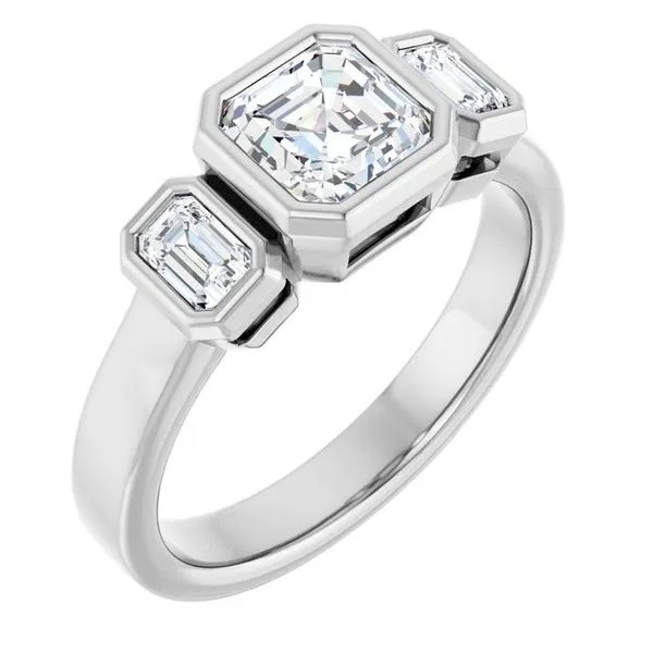 Bezel-Set Three-Stone Engagement Ring Don's Jewelry & Design Washington, IA