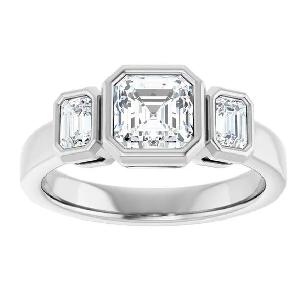 Bezel-Set Three-Stone Engagement Ring Image 3 J. West Jewelers Round Rock, TX
