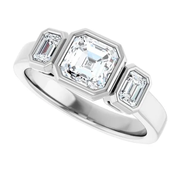 Bezel-Set Three-Stone Engagement Ring Image 5 Vulcan's Forge LLC KANSAS CITY, MO