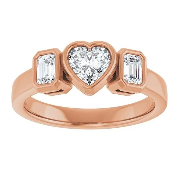 Bezel-Set Three-Stone Engagement Ring Image 3 Don's Jewelry & Design Washington, IA