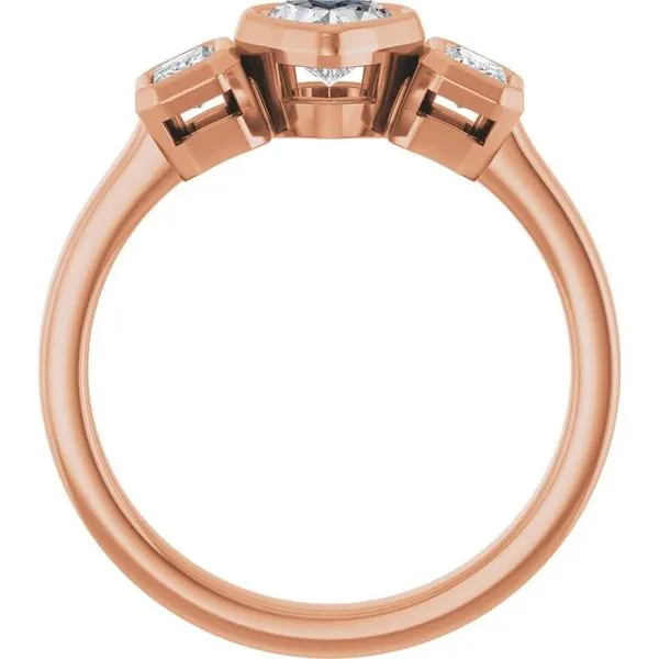 Bezel-Set Three-Stone Engagement Ring Image 2 Natale Jewelers Sewell, NJ