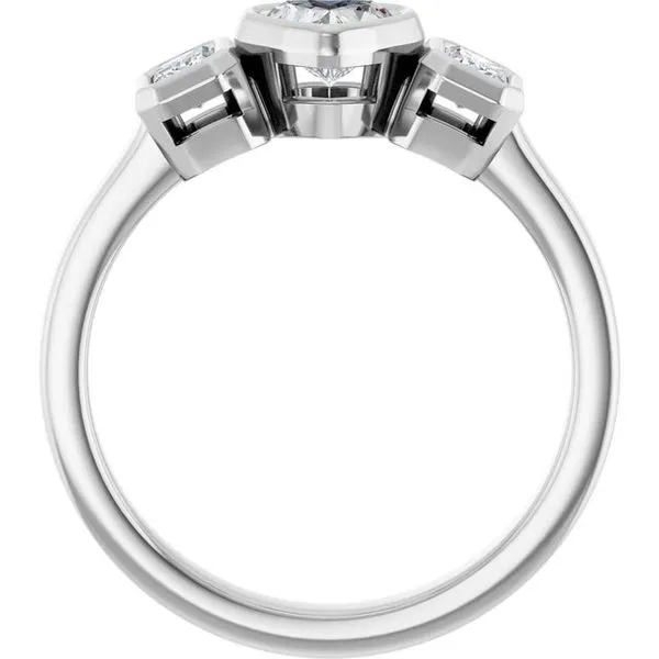 Bezel-Set Three-Stone Engagement Ring Image 2 Clater Jewelers Louisville, KY