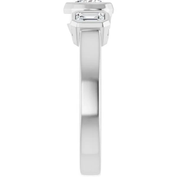 Bezel-Set Three-Stone Engagement Ring Image 4 J. Thomas Jewelers Rochester Hills, MI