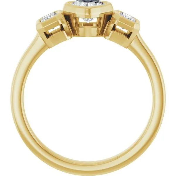 Bezel-Set Three-Stone Engagement Ring Image 2 JF Jones Jewelers Rochester, NY