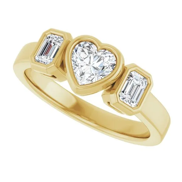 Bezel-Set Three-Stone Engagement Ring Image 5 JF Jones Jewelers Rochester, NY