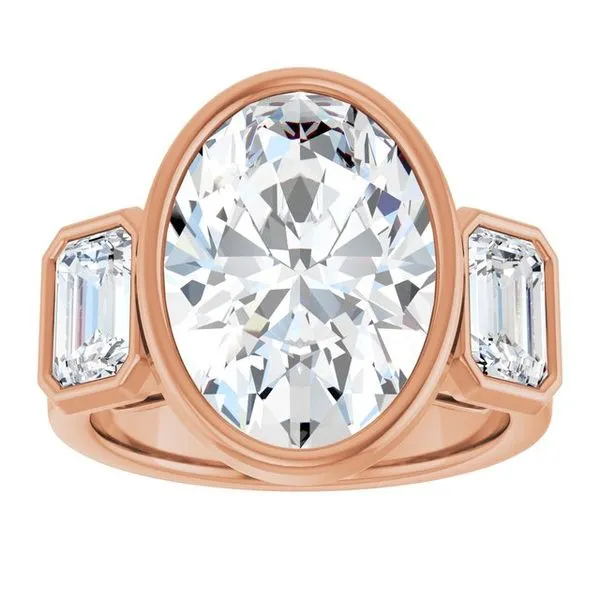 Bezel-Set Three-Stone Engagement Ring Image 3 Futer Bros Jewelers York, PA