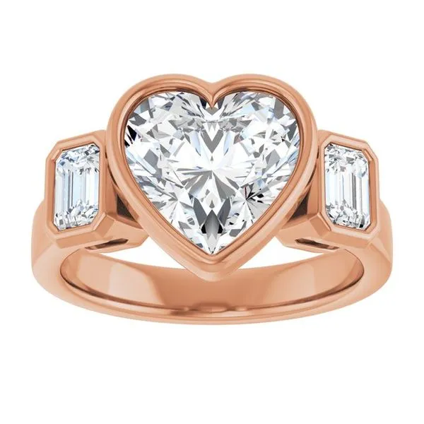 Bezel-Set Three-Stone Engagement Ring Image 3 Vulcan's Forge LLC KANSAS CITY, MO