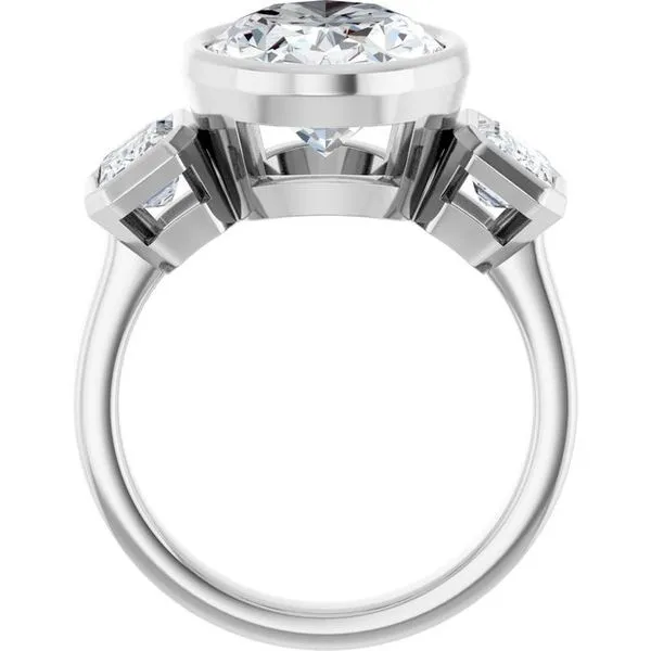 Bezel-Set Three-Stone Engagement Ring Image 2 The Jewelry Source El Segundo, CA