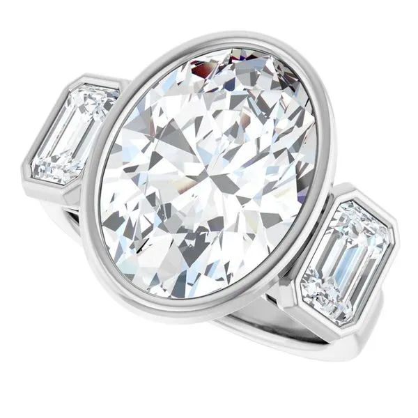 Bezel-Set Three-Stone Engagement Ring Image 5 Shipley's Fine Jewelry Hampstead, MD