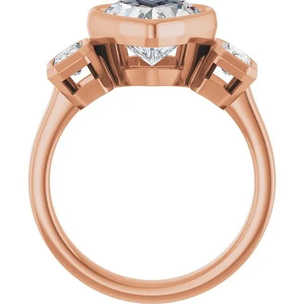 Bezel-Set Three-Stone Engagement Ring Image 2 J. West Jewelers Round Rock, TX