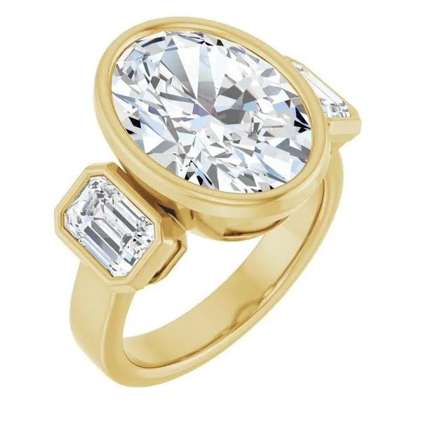 Bezel-Set Three-Stone Engagement Ring JF Jones Jewelers Rochester, NY