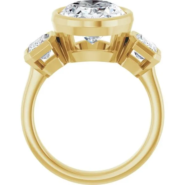 Bezel-Set Three-Stone Engagement Ring Image 2 Raleigh Diamond Fine Jewelry Raleigh, NC