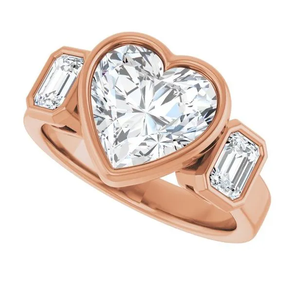 Bezel-Set Three-Stone Engagement Ring Image 5 Michael Szwed Jewelers Longmeadow, MA