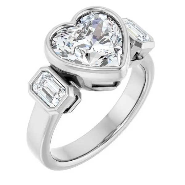 Bezel-Set Three-Stone Engagement Ring Stuart Benjamin & Co. Jewelry Designs San Diego, CA