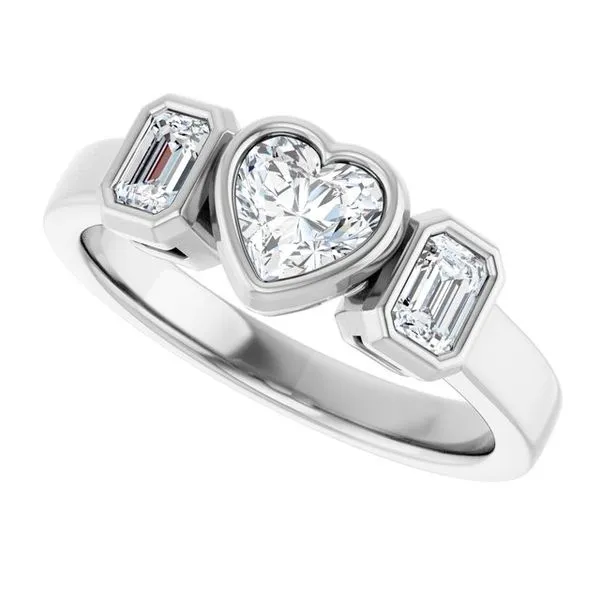 Bezel-Set Three-Stone Engagement Ring Image 5 Stuart Benjamin & Co. Jewelry Designs San Diego, CA
