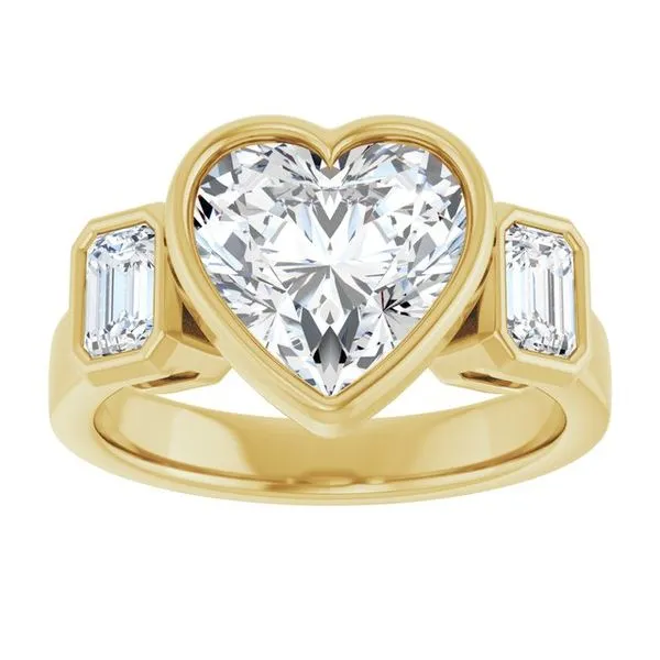 Bezel-Set Three-Stone Engagement Ring Image 3 Jimmy Smith Jewelers Decatur, AL