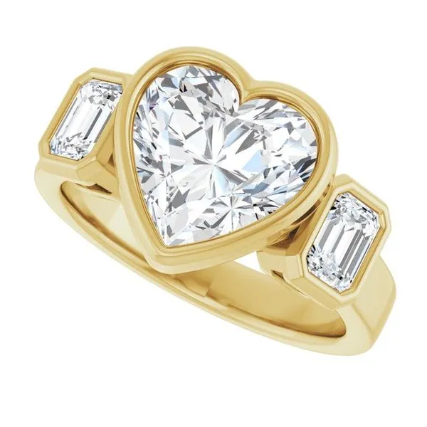 Bezel-Set Three-Stone Engagement Ring Image 5 JF Jones Jewelers Rochester, NY