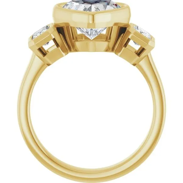 Bezel-Set Three-Stone Engagement Ring Image 2 J. West Jewelers Round Rock, TX