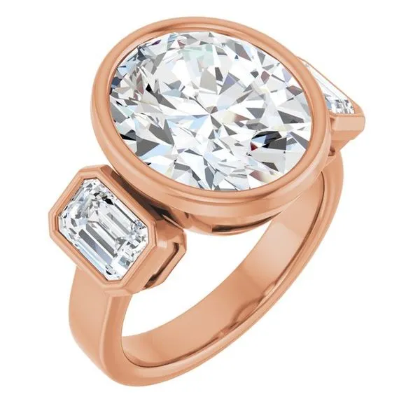 Bezel-Set Three-Stone Engagement Ring Hudson Valley Goldsmith New Paltz, NY