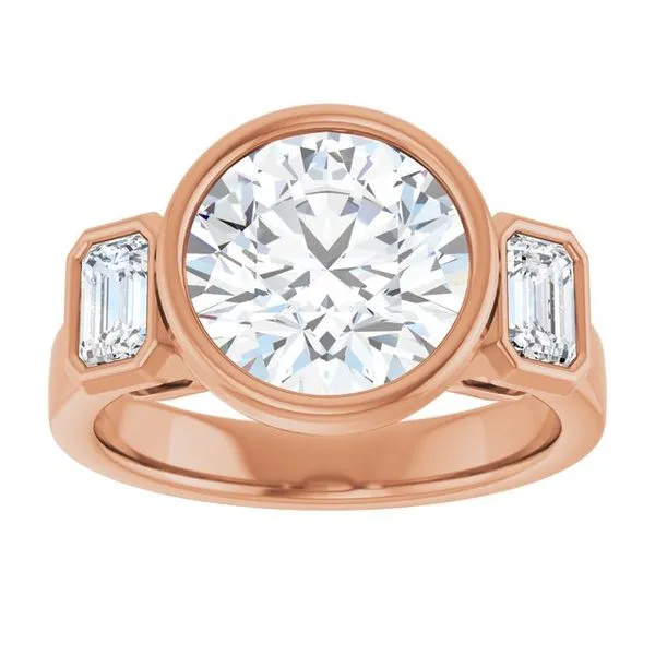 Bezel-Set Three-Stone Engagement Ring Image 3 Futer Bros Jewelers York, PA