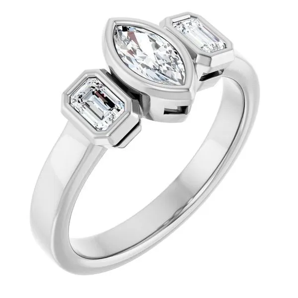 Bezel-Set Three-Stone Engagement Ring Raleigh Diamond Fine Jewelry Raleigh, NC