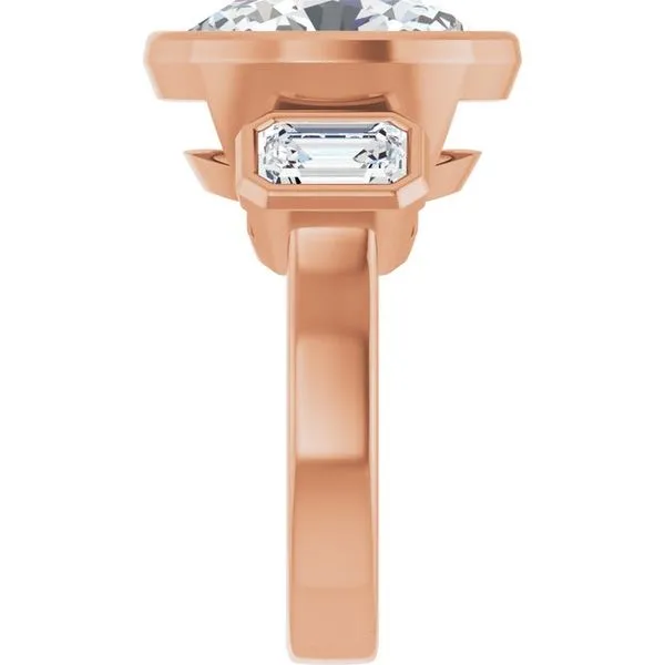 Bezel-Set Three-Stone Engagement Ring Image 4 J. Thomas Jewelers Rochester Hills, MI