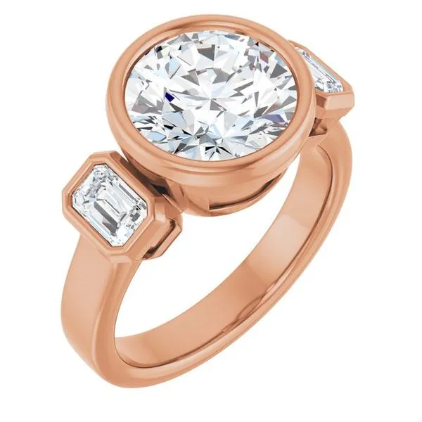 Bezel-Set Three-Stone Engagement Ring Don's Jewelry & Design Washington, IA