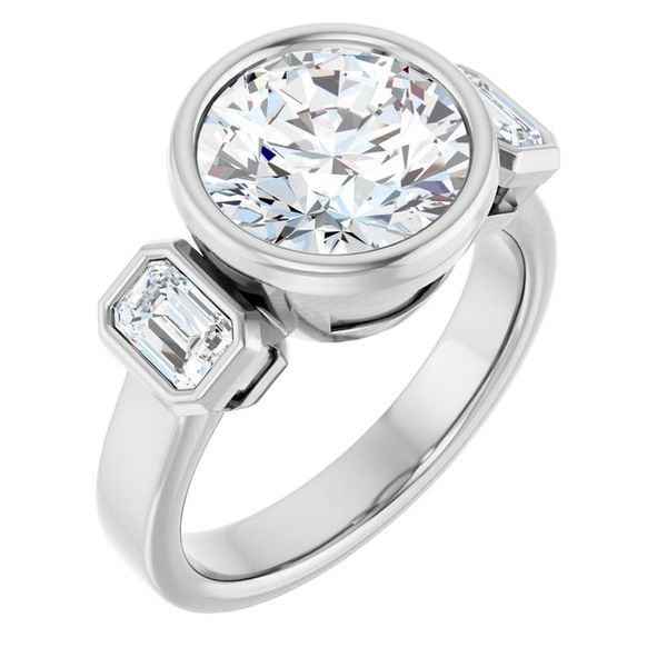 Bezel-Set Three-Stone Engagement Ring