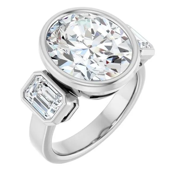 Bezel-Set Three-Stone Engagement Ring Northwood Jewelers Northwood, OH