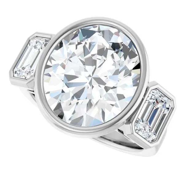 Bezel-Set Three-Stone Engagement Ring Image 5 Hudson Valley Goldsmith New Paltz, NY