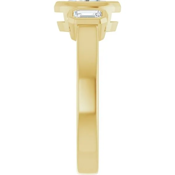 Bezel-Set Three-Stone Engagement Ring Image 4 Hudson Valley Goldsmith New Paltz, NY