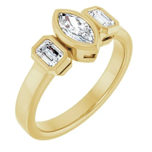 Bezel-Set Three-Stone Engagement Ring Austin's Fine Diamonds & Jewelry Lyndhurst, NJ