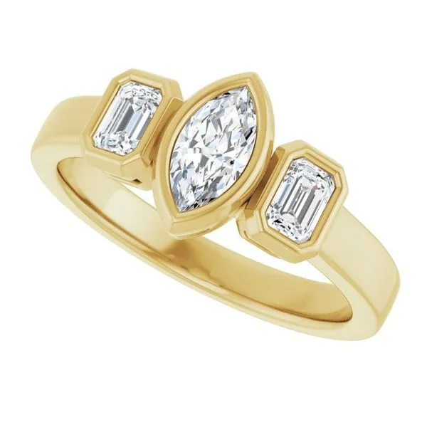 Bezel-Set Three-Stone Engagement Ring Image 5 Mark Jewellers La Crosse, WI