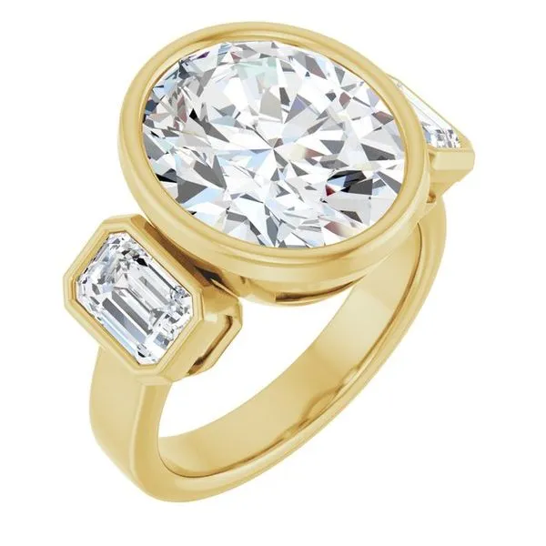 Bezel-Set Three-Stone Engagement Ring Raleigh Diamond Fine Jewelry Raleigh, NC