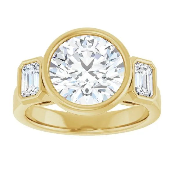 Bezel-Set Three-Stone Engagement Ring Image 3 Arezzo Jewelers Elmwood Park, IL