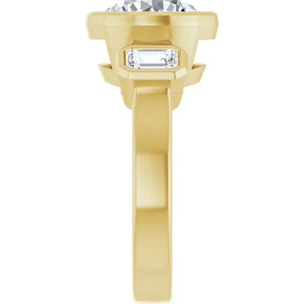 Bezel-Set Three-Stone Engagement Ring Image 4 Arezzo Jewelers Elmwood Park, IL