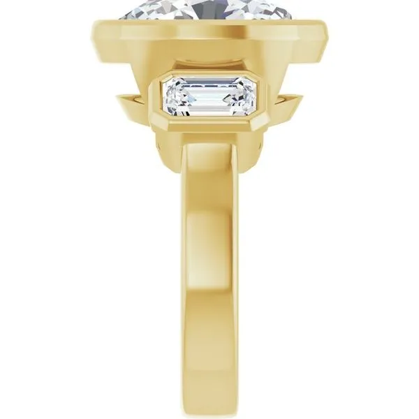 Bezel-Set Three-Stone Engagement Ring Image 4 Hudson Valley Goldsmith New Paltz, NY