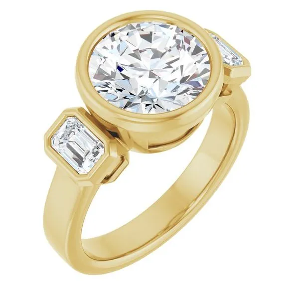 Bezel-Set Three-Stone Engagement Ring Clater Jewelers Louisville, KY