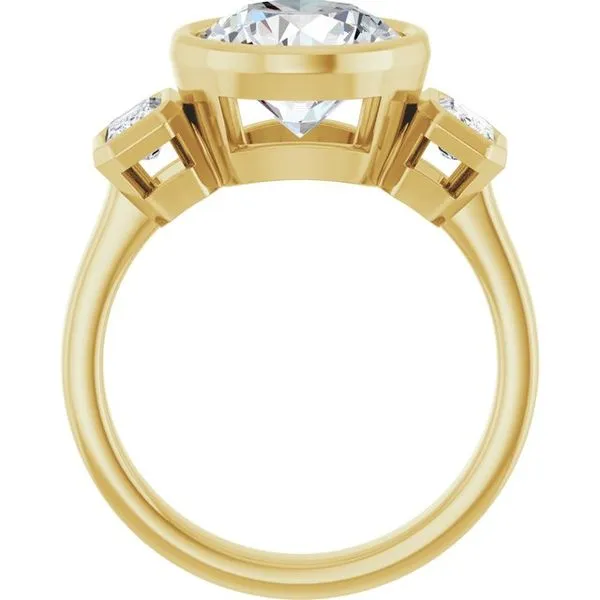 Bezel-Set Three-Stone Engagement Ring Image 2 Hudson Valley Goldsmith New Paltz, NY