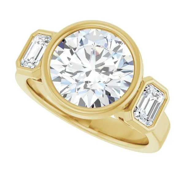 Bezel-Set Three-Stone Engagement Ring Image 5 Clater Jewelers Louisville, KY