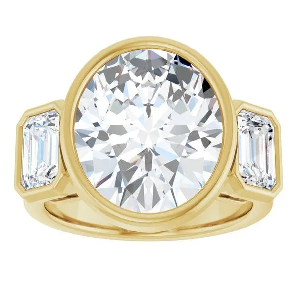 Bezel-Set Three-Stone Engagement Ring Image 3 JF Jones Jewelers Rochester, NY