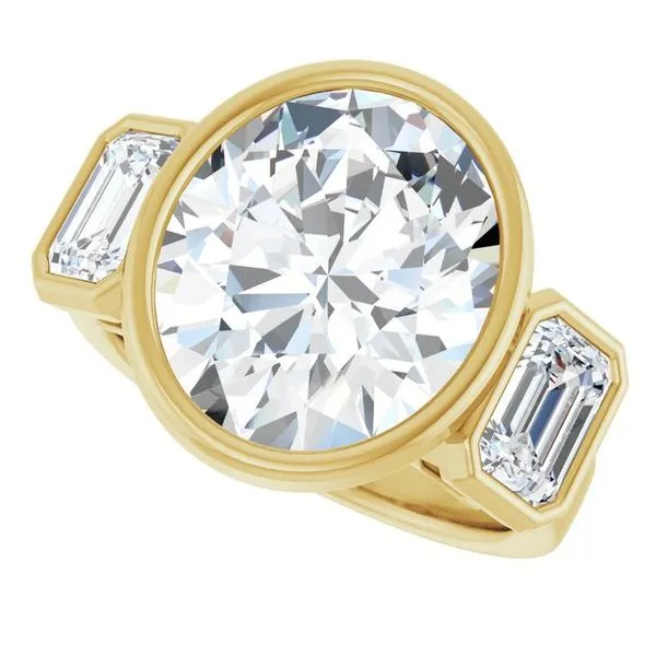 Bezel-Set Three-Stone Engagement Ring Image 5 J. Thomas Jewelers Rochester Hills, MI