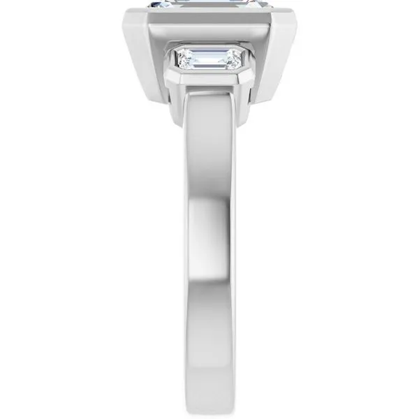 Bezel-Set Three-Stone Engagement Ring Image 4 J. Thomas Jewelers Rochester Hills, MI