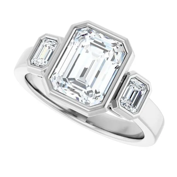 Bezel-Set Three-Stone Engagement Ring Image 5 Vulcan's Forge LLC KANSAS CITY, MO