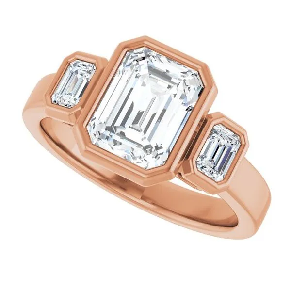 Bezel-Set Three-Stone Engagement Ring Image 5 Raleigh Diamond Fine Jewelry Raleigh, NC