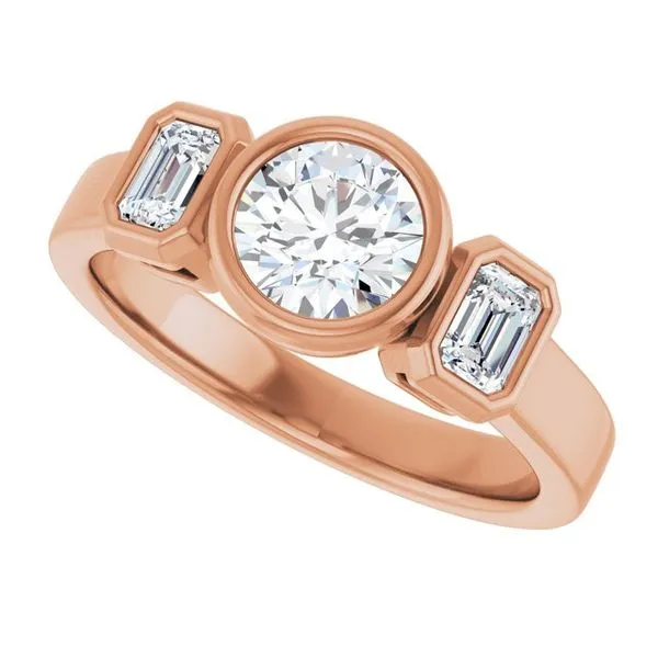 Bezel-Set Three-Stone Engagement Ring Image 5 J. Thomas Jewelers Rochester Hills, MI